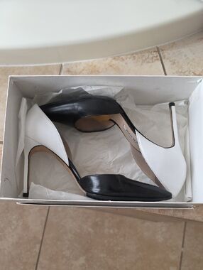 Two-Tone Black and White  D'Orsay High Heel Pumps Manolo Blahnik